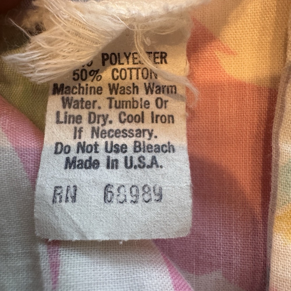 Vintage Twilight Pastel Abstract Floral Maxi Lounger Robe Pink Blue USA Granny - Picture 8 of 10